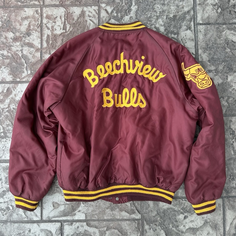 Vintage Butwin Men's‎ Large Varsity Jacket Maroon Football Beechview Bulls